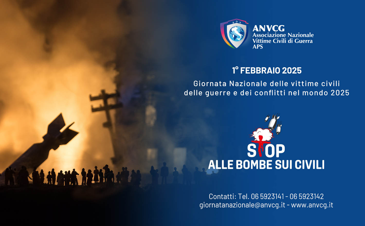 1° febbraio 2025: i Comuni si illuminano di blu per dire “Stop alle bombe sui civili”