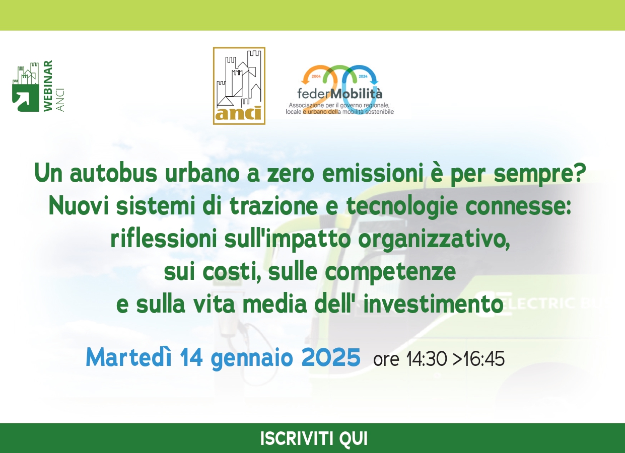 I materiali e la registrazione del webinar Anci e Federmobilità su autobus a zero emissioni