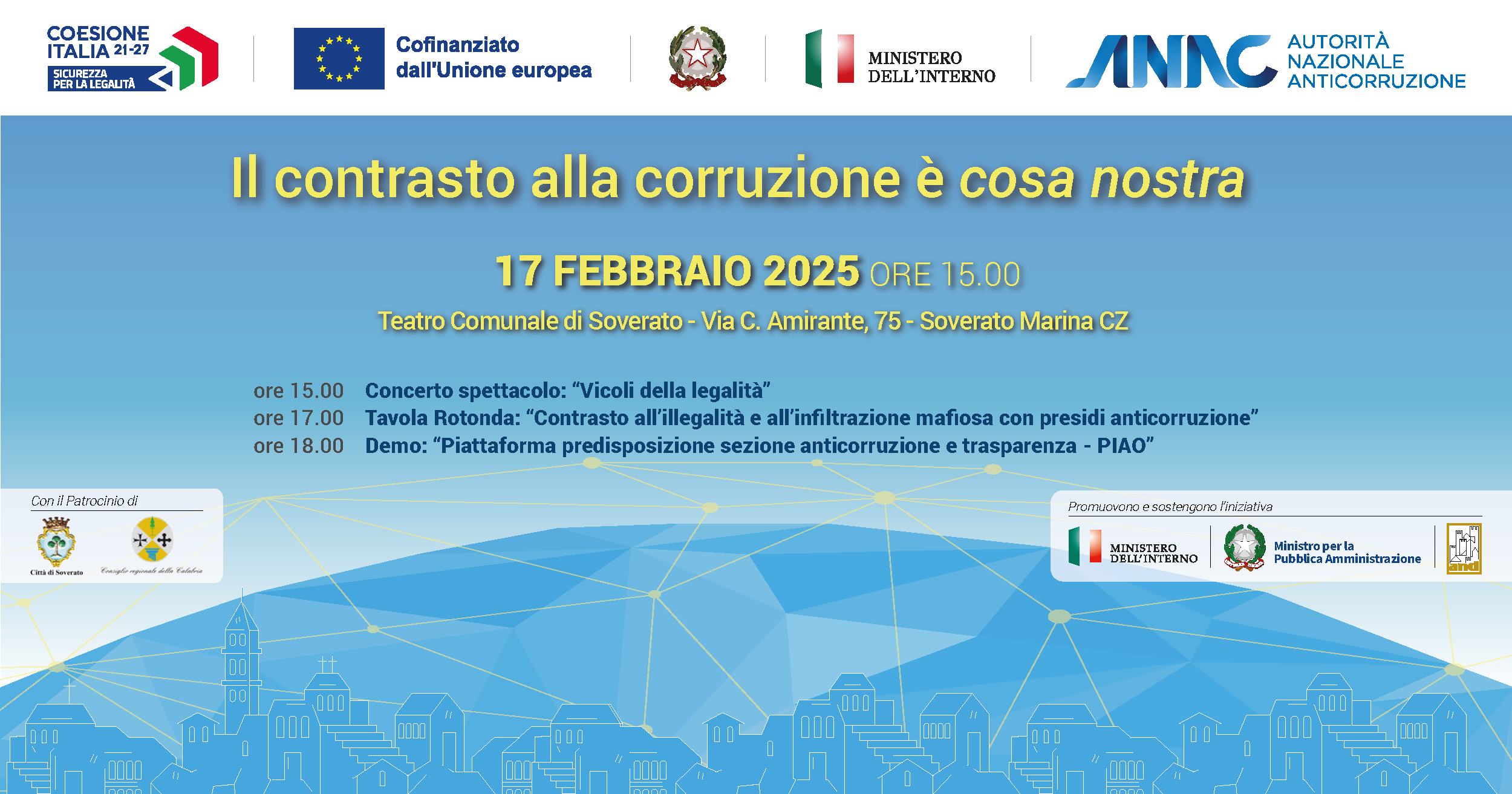 Soverato, rinviato a data da destinarsi l’evento Anac su contrasto alla corruzione