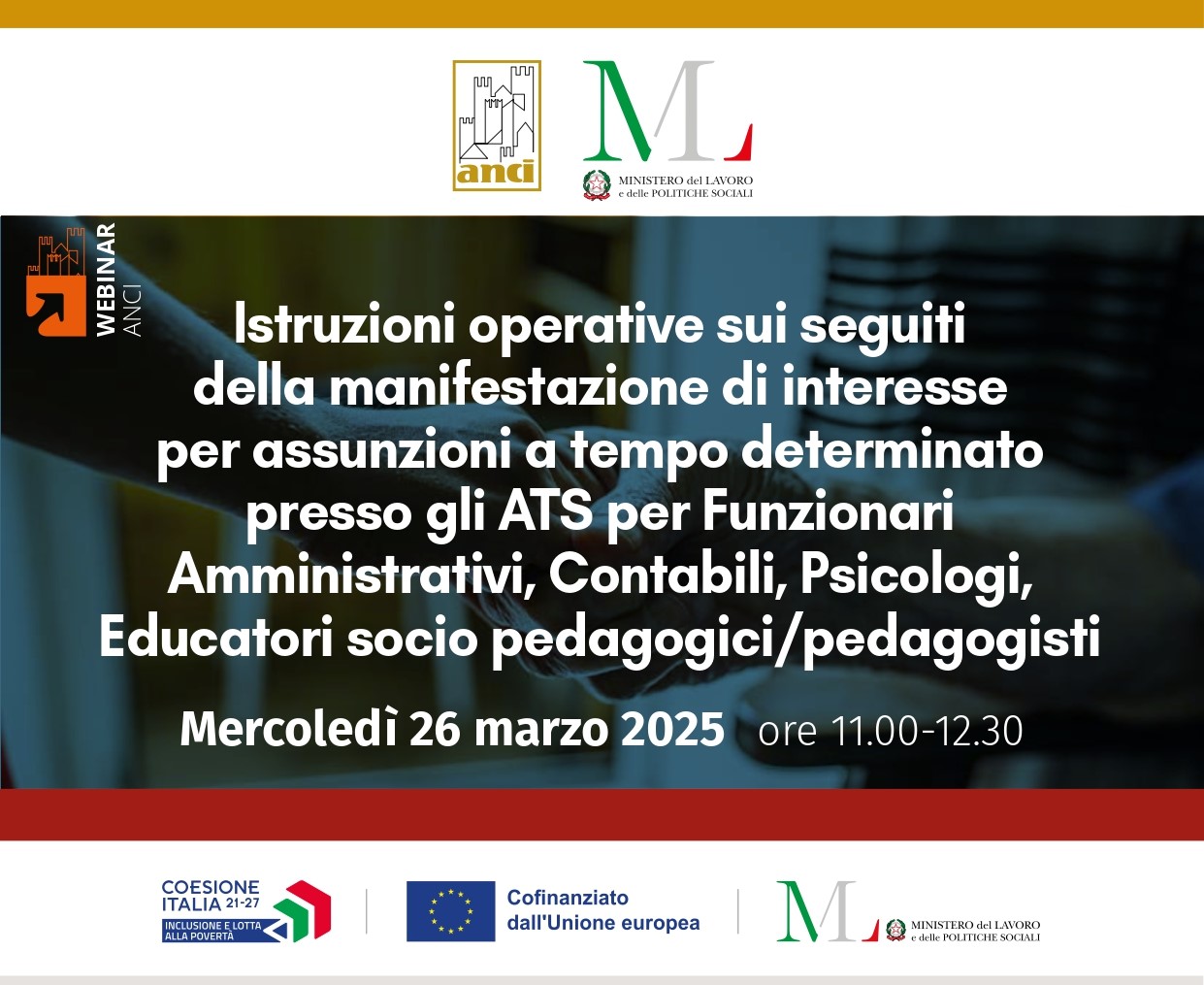 Webinar Anci e Ministero del lavoro su assunzioni a tempo determinato ATS. Guarda la registrazione
