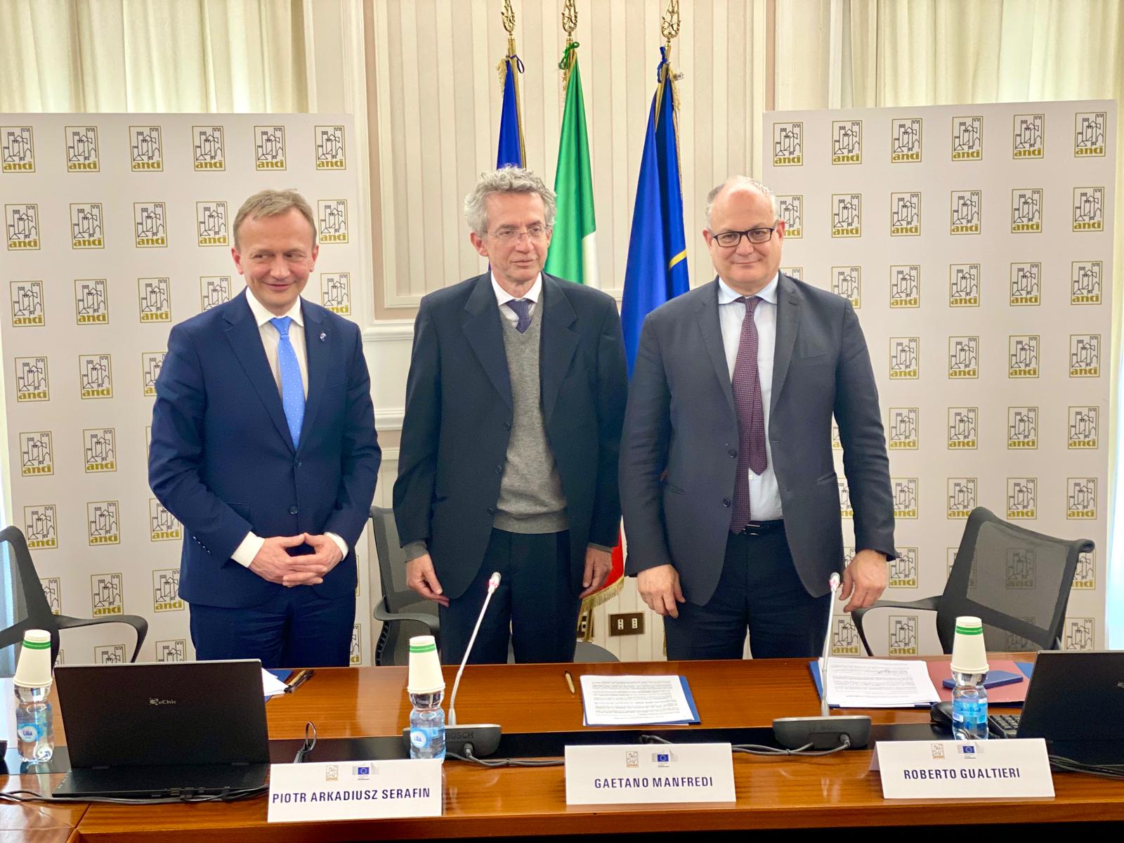 Incontro di Manfredi e Gualtieri con il Commissario UE Serafin