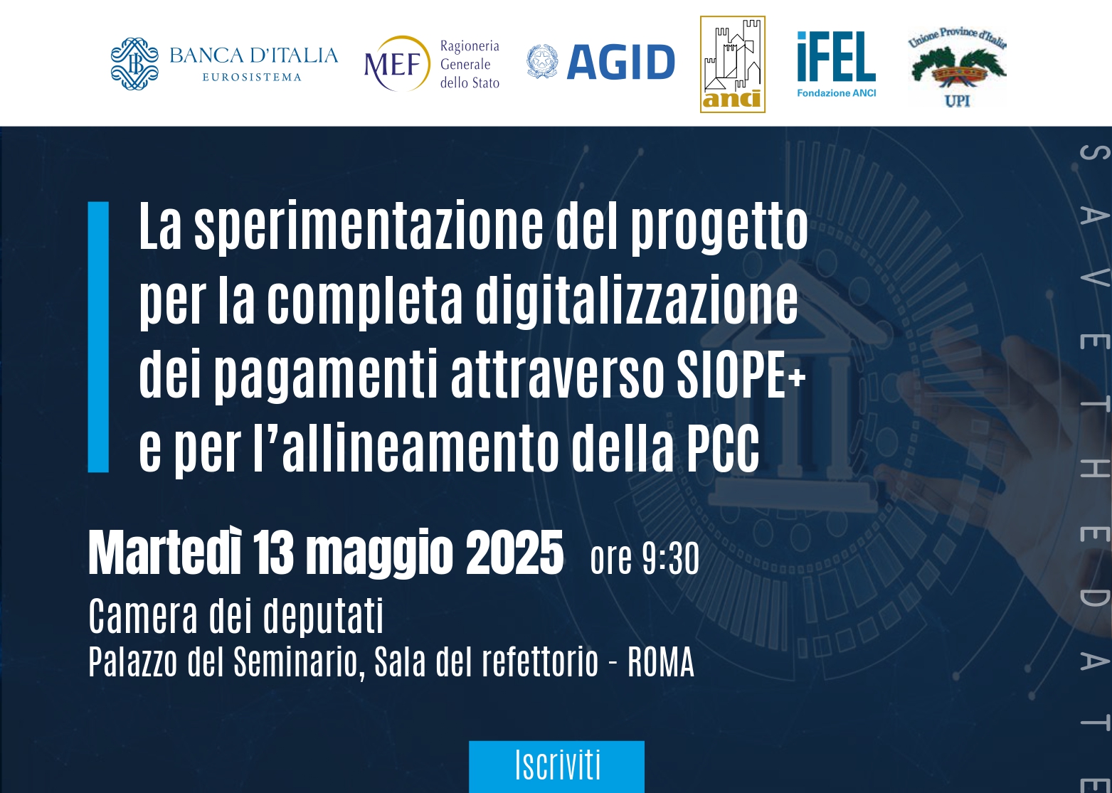 Il link per seguire l’evento Anci e Ifel sul progetto per la digitalizzazione pagamenti con Siope+