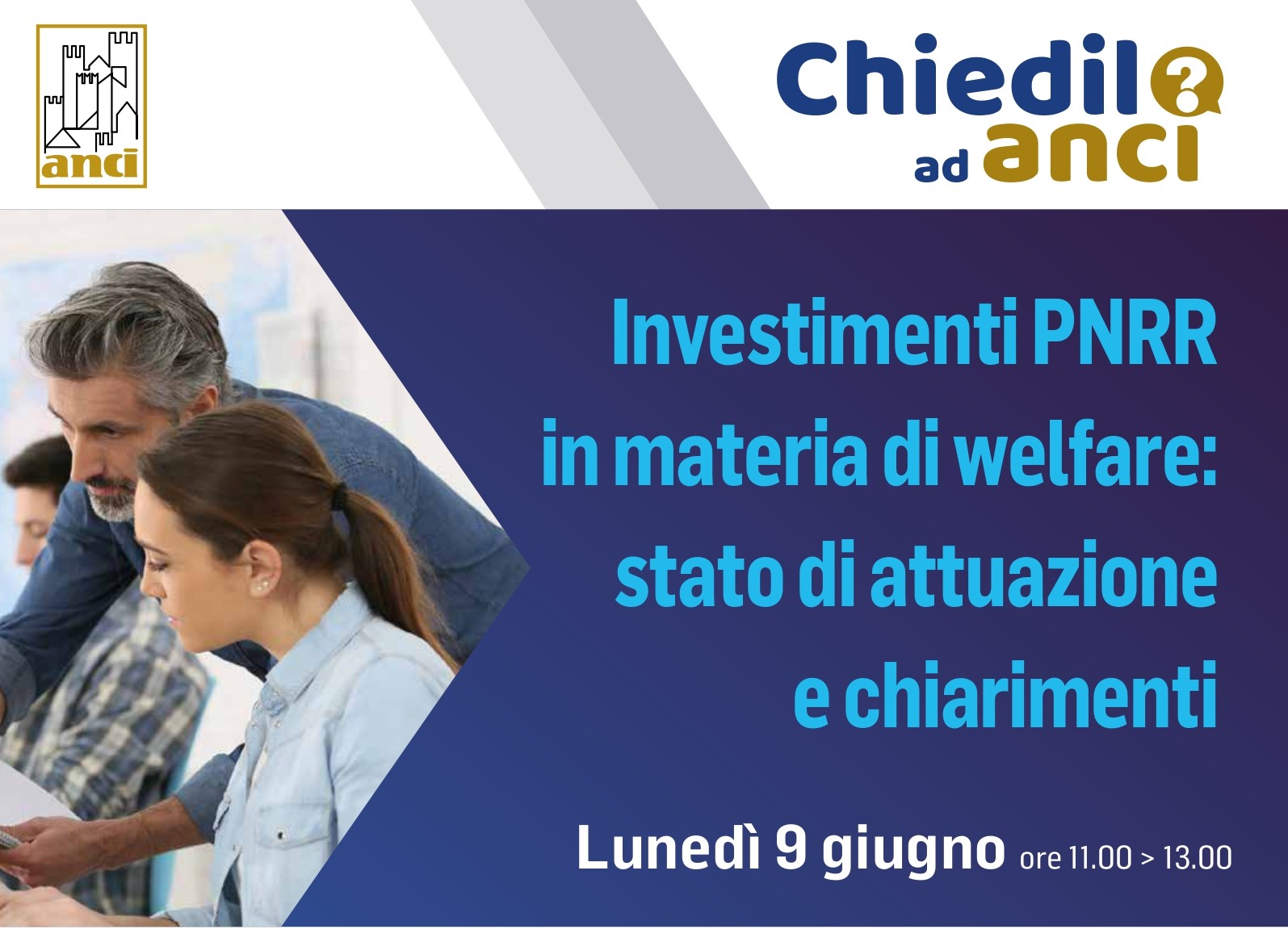 “Investimenti Pnrr in materia di welfare”, oggi alle 11 nuovo appuntamento per “Chiedilo ad Anci”