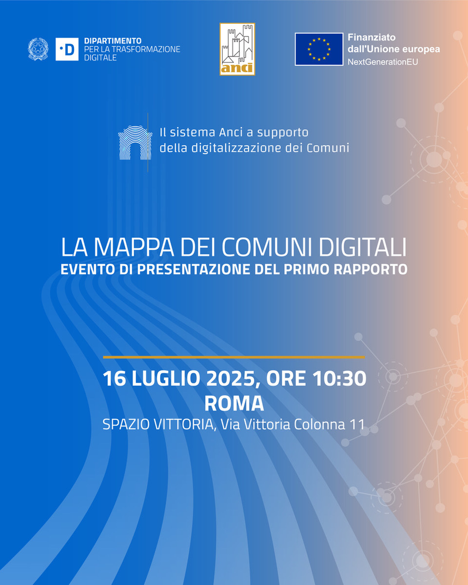 Mappa Comuni digitali, 16 luglio presentazione Rapporto Anci e Dipartimento Trasformazione Digitale