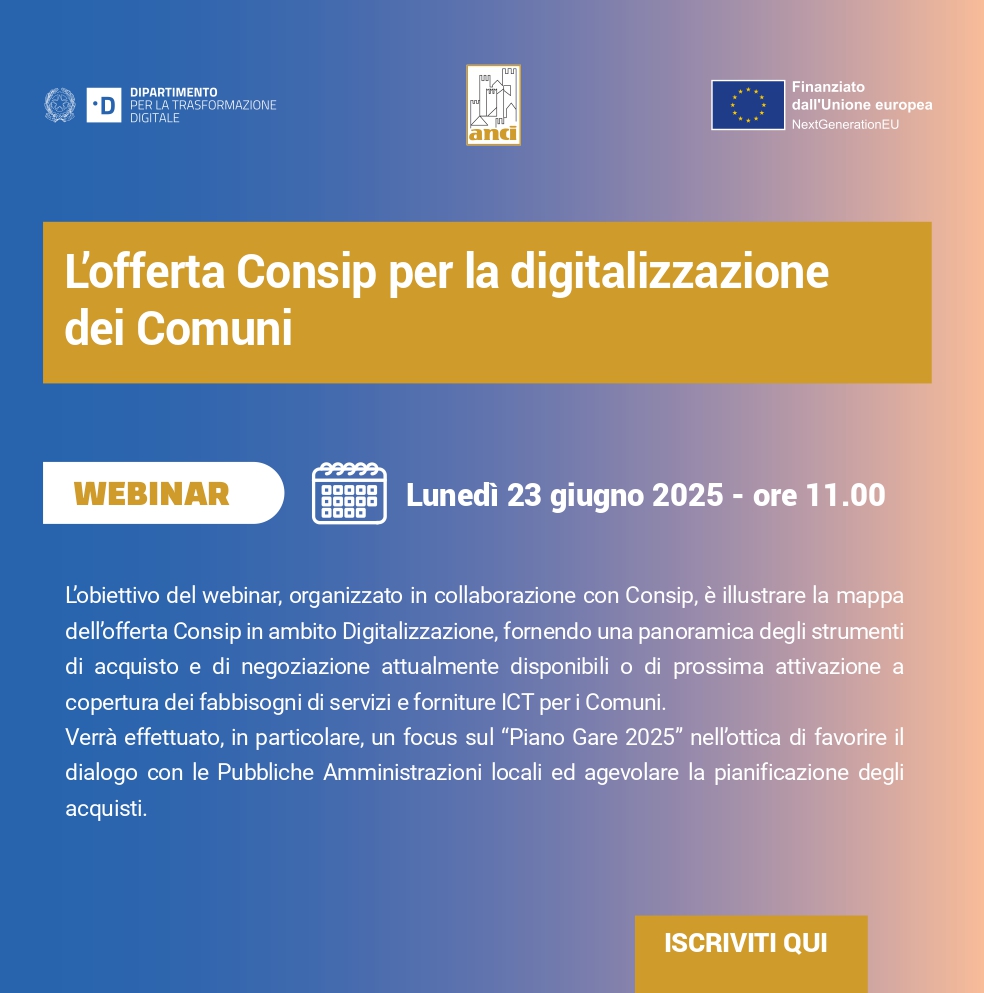 Webinar sull’offerta Consip per la digitalizzazione dei Comuni, la registrazione