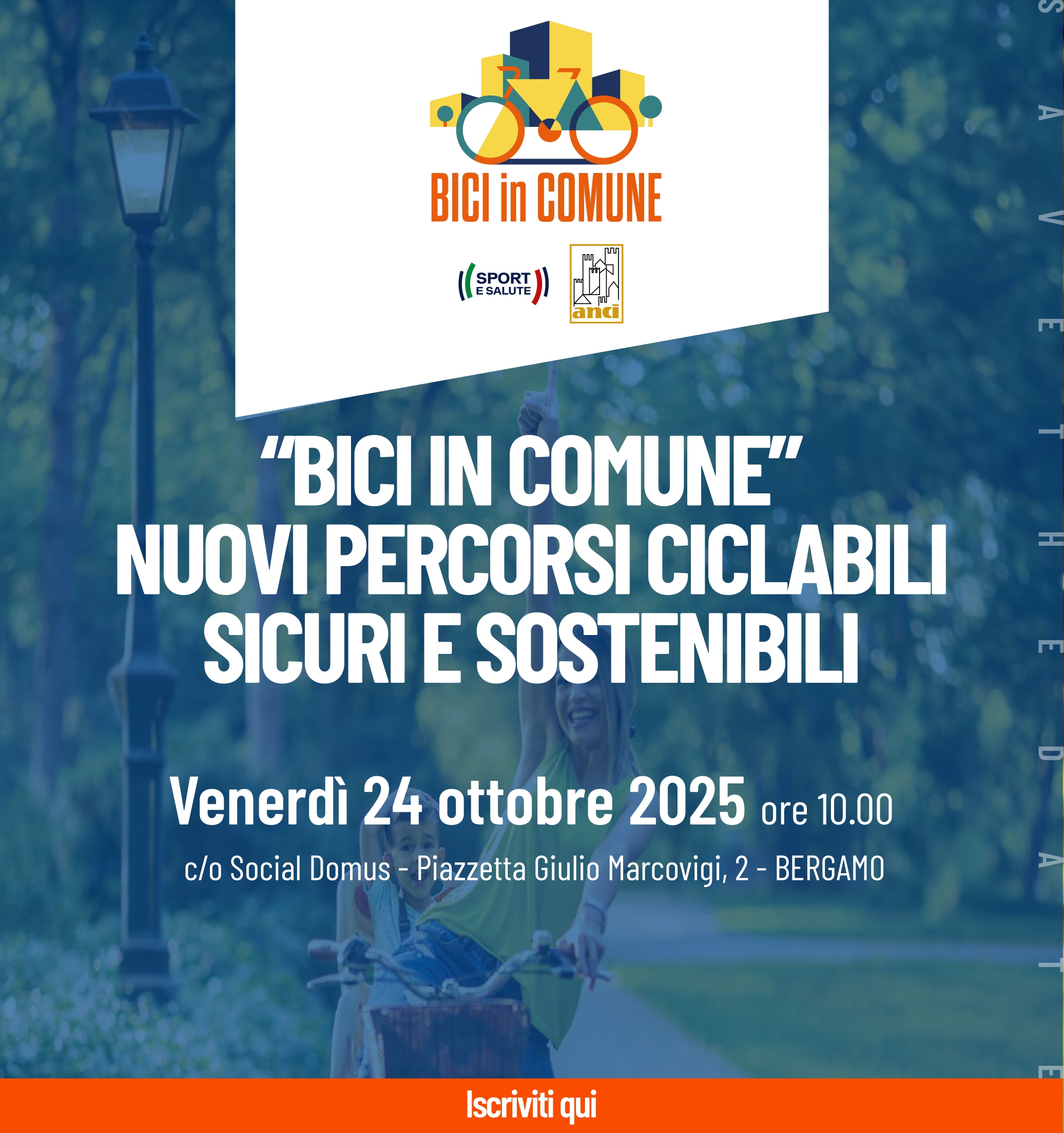 Il 24 ottobre a Bergamo “Bici in Comune: nuovi percorsi ciclabili sicuri e sostenibili”