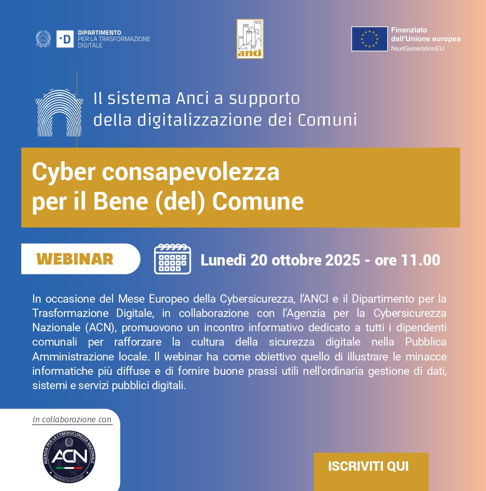 Webinar “Cyber consapevolezza per il Bene (del) Comune”