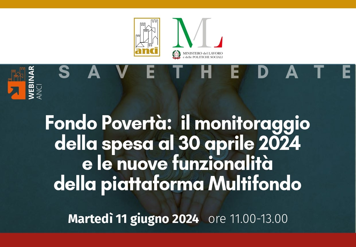 Registrazione e slide webinar Anci e Ministero del Lavoro sul Fondo povertà