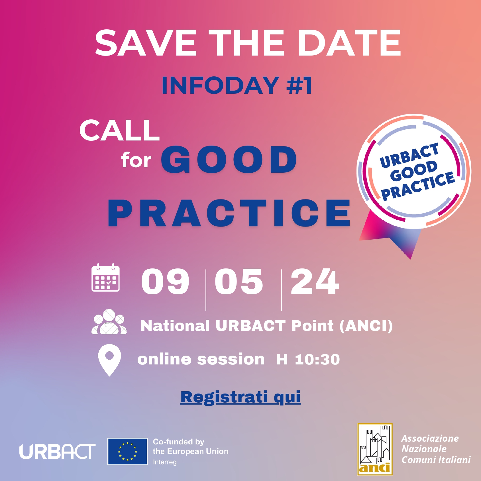 Il 9 maggio alle 10:30 Infoday sulla nuova call “Good Practice” di Urbact