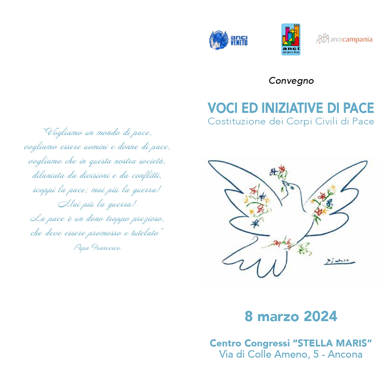 Voci e Iniziative Pace: oggi seminario ad Ancona. Sindaco Silvetti consegna fiaccola pace