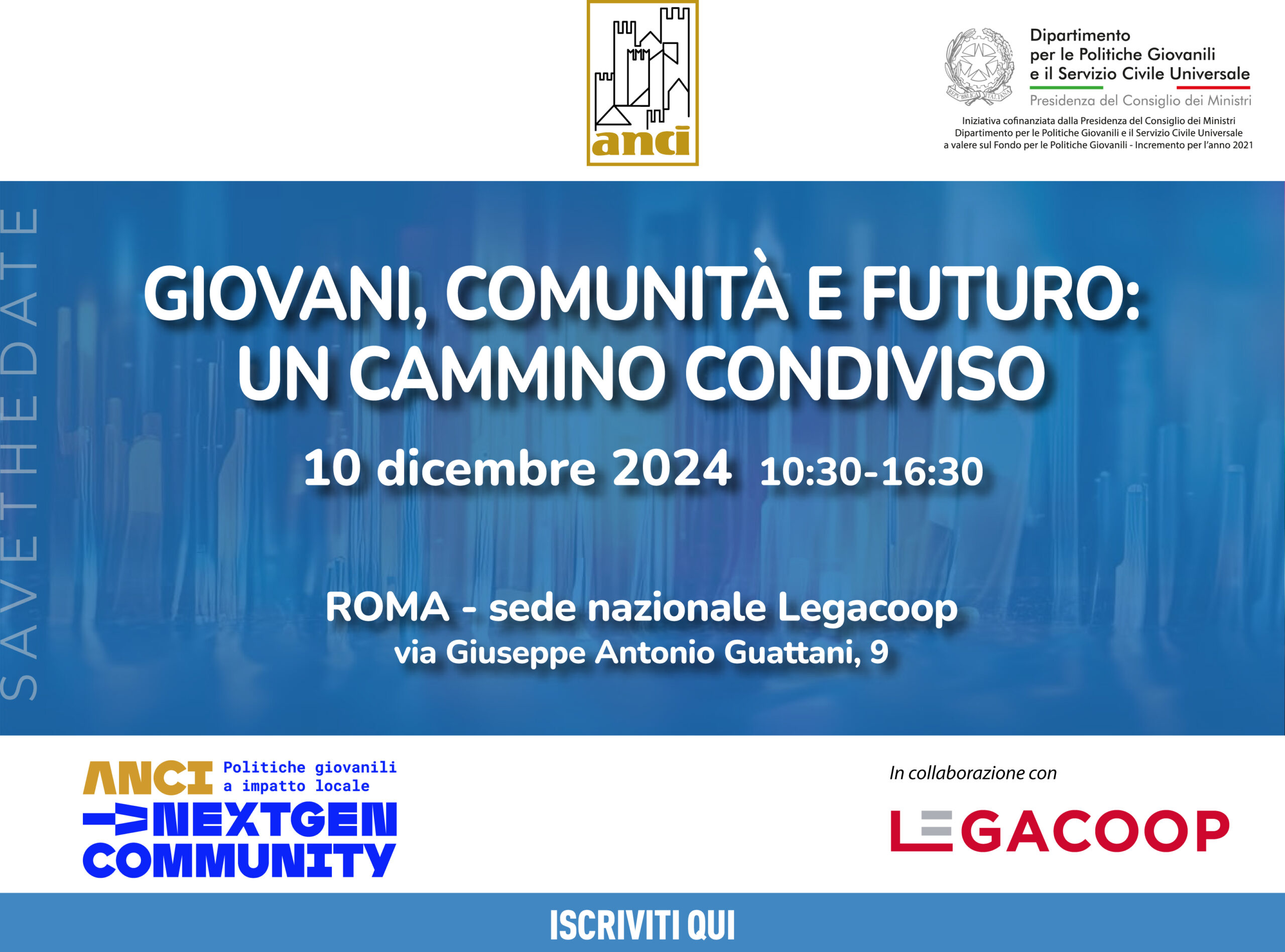 Oggi 10 dicembre il I° evento nazionale del Centro di competenze Anci sulle politiche giovanili
