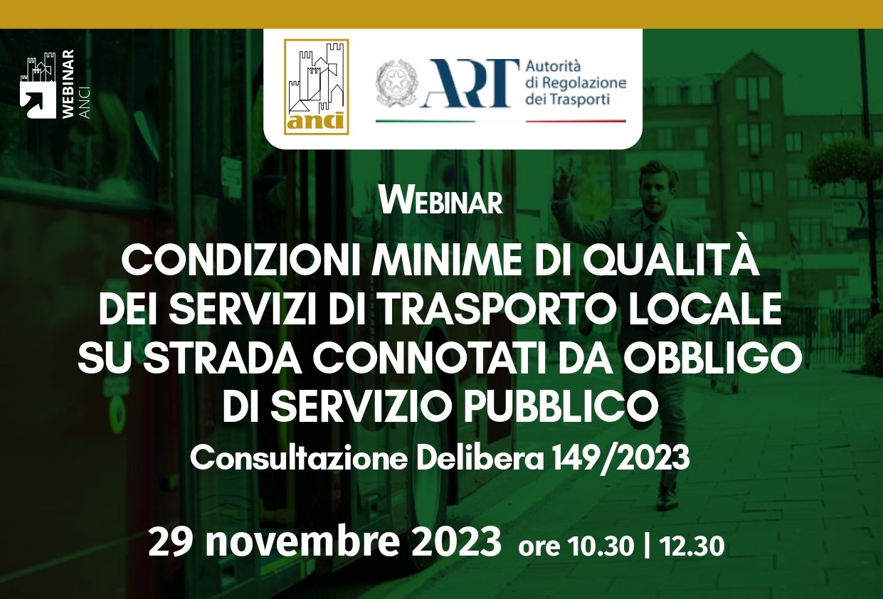 Registrazione e materiali del webinar Anci e Autorità Regolazione Trasporti sulla mobilità urbana