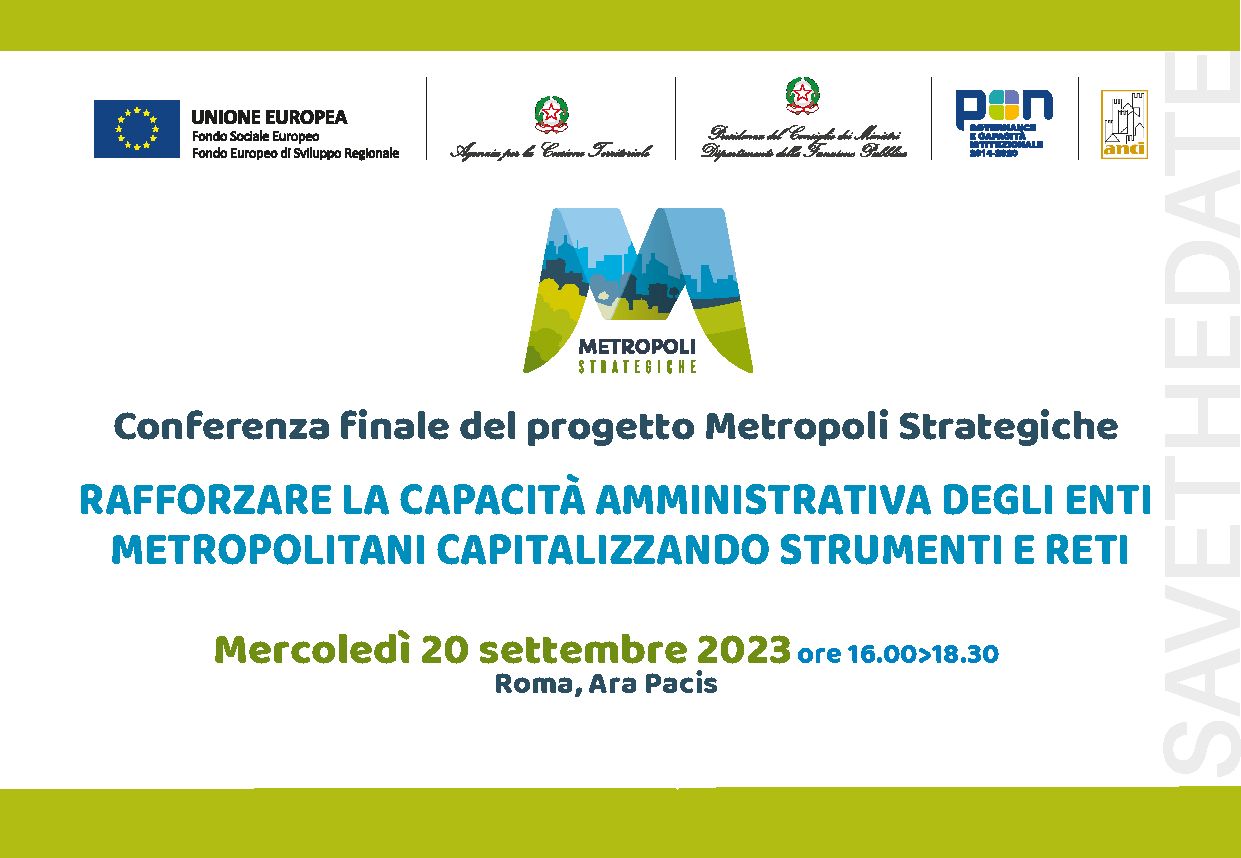 Metropoli strategiche. Segui in diretta web la conferenza finale del progetto Anci