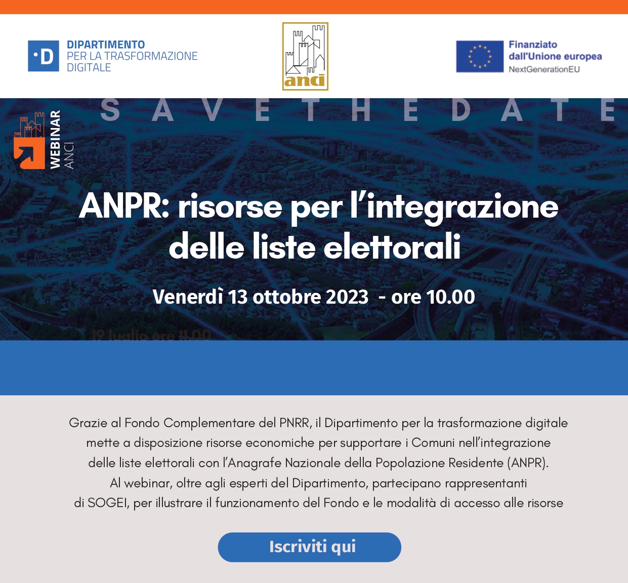 Oggi 13 ottobre, webinar “ANPR: risorse per l’integrazione delle liste elettorali”