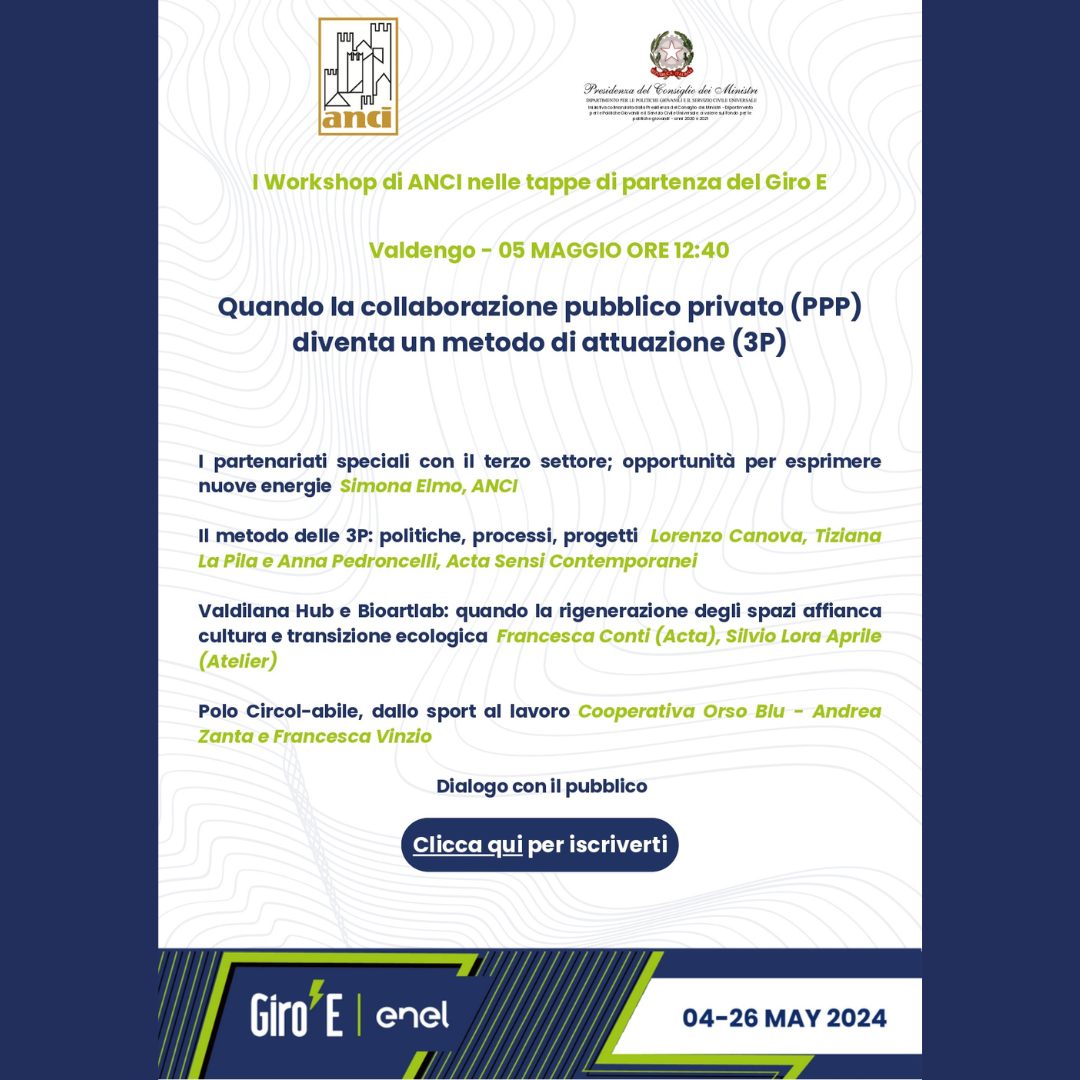 Oggi tappa a Valdengo per il Giro-E con il workshop Anci su collaborazione tra pubblico e privato