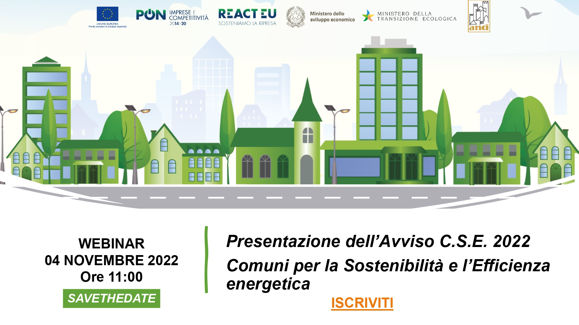 Il 4 novembre webinar su Avviso C.S.E. 2022 Comuni per la Sostenibilità e l’Efficienza energetica